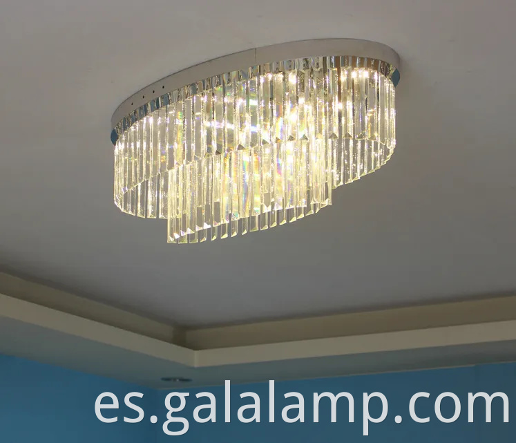 Lámpara de cristal de techo ovalado, lámpara de doble capa de la sala de estar